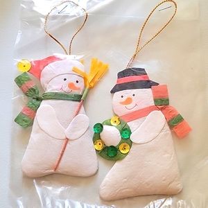 Snowman Couple Ornament Set